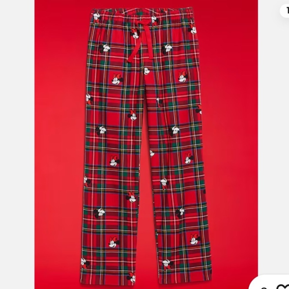Old Navy Disney collab minnieRed Plaid Pajama Pants XL Christmas Flannel